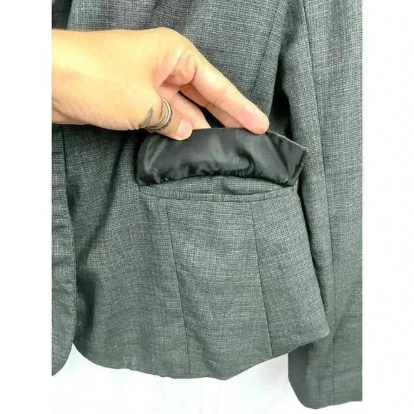 Apt 9 Gray Plaid One Button Blazer Jacket Lined Sz 12 Business Wear - Picture 6 of 8